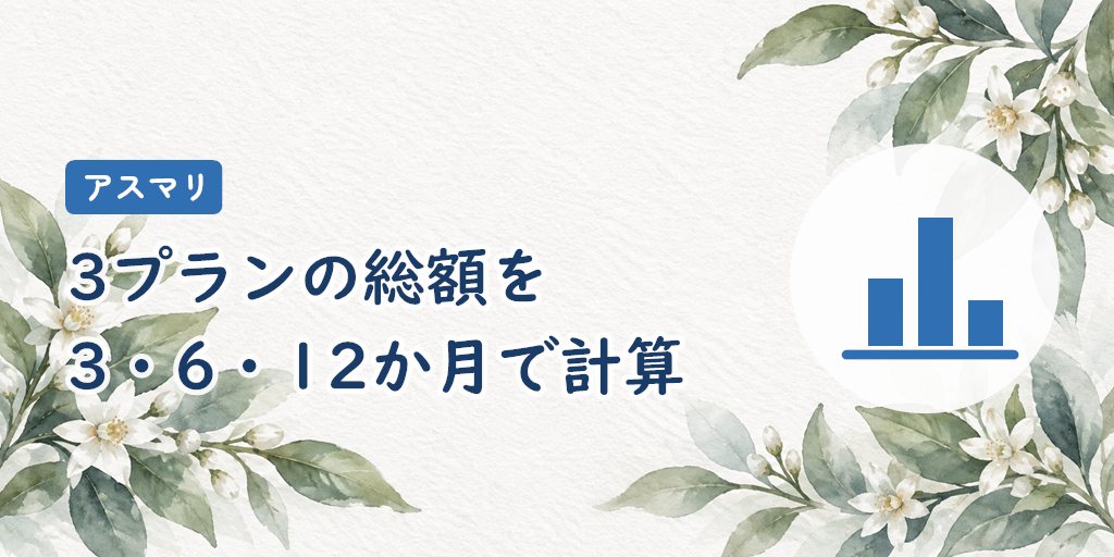 アスマリの料金|3プランの総額を3・6・12か月で計算