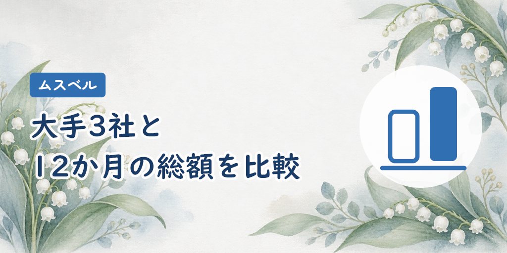 ムスベルの料金は高い?大手3社と12か月総額を比較