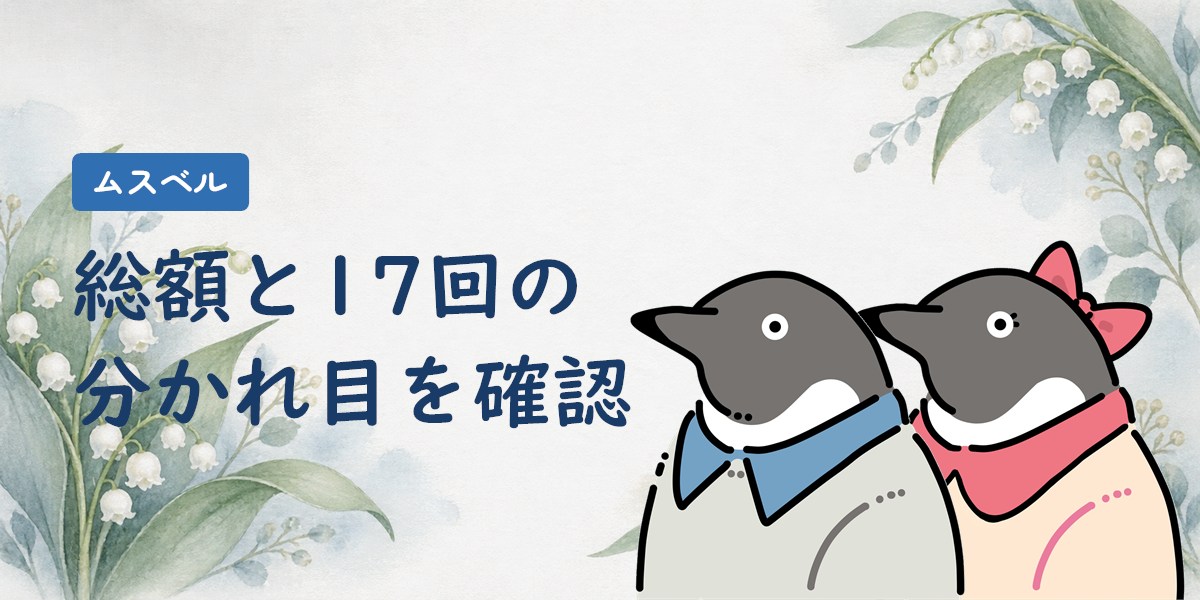 ムスベルの料金を、総額とお見合い17回の分かれ目で確認する